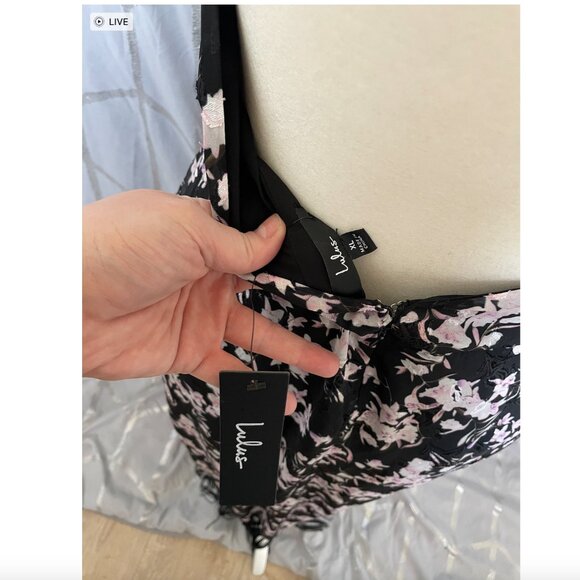 NWT Lulu's Black Floral Print Halter Neck Fringe Midi Dress - Picture 5 of 6